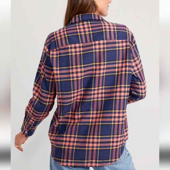 NWT Navy Plaid Button Down Shirt Size L - Picture 2 of 6